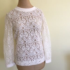 NWT Banana Republic lace blouse button up back